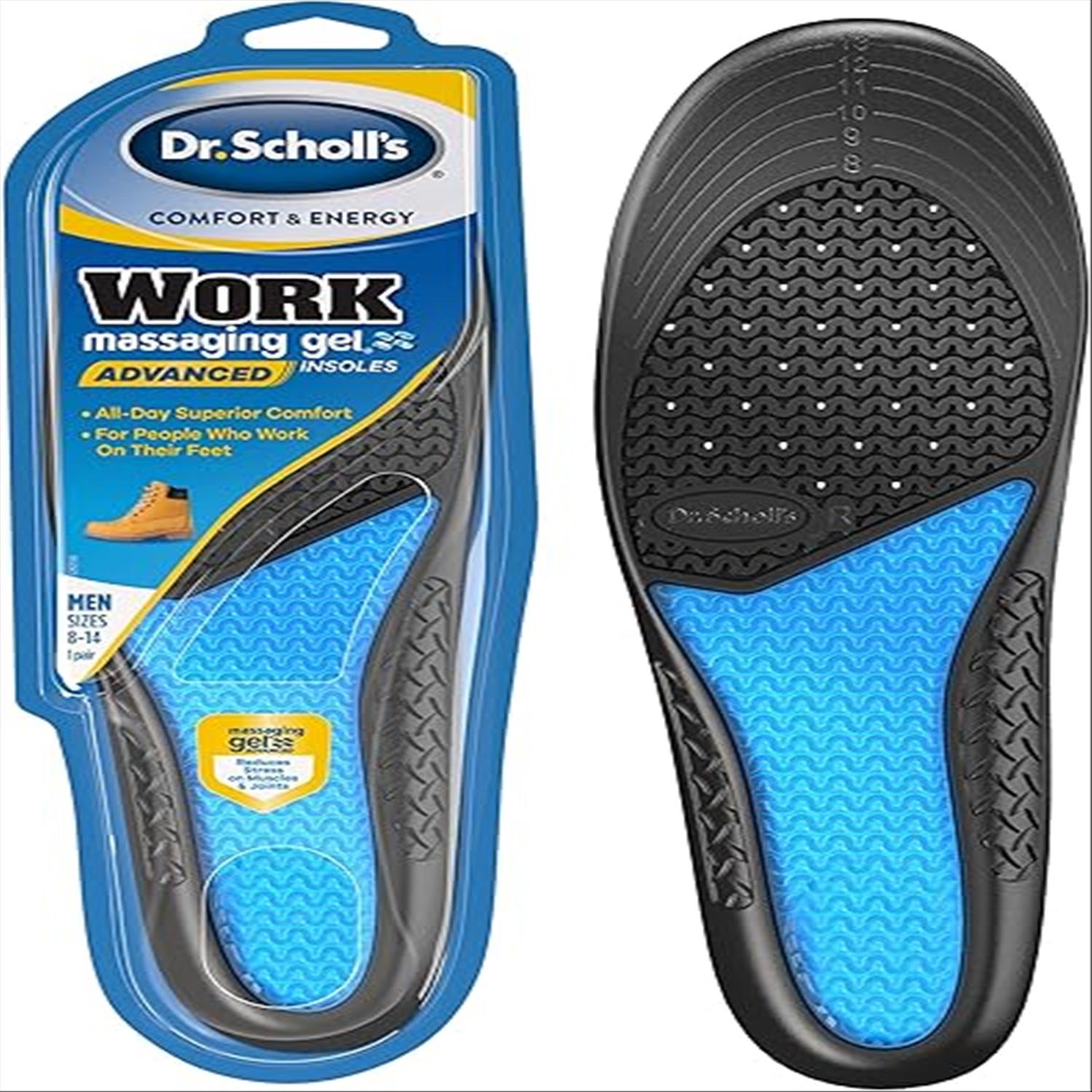  Dr. Scholl's Comfort And Energy Work Insoles For Men, 1 Pair, Size 8-14